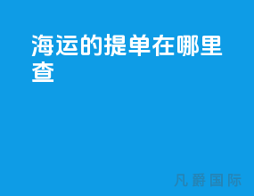 海运的提单在哪里查