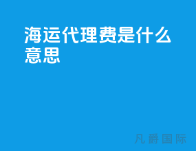 海运代理费是什么意思