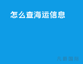 怎么查海运信息