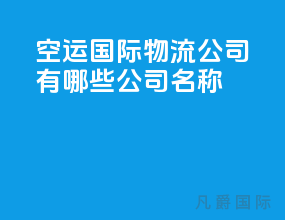 空运国际物流公司有哪些公司名称