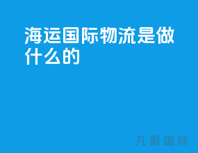海运国际物流是做什么的