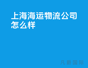 上海海运物流公司怎么样