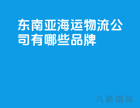 东南亚海运物流公司有哪些品牌