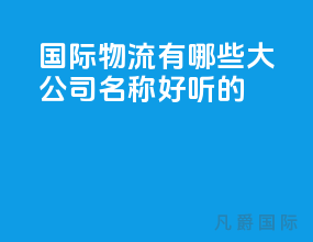 国际物流有哪些大公司名称好听的