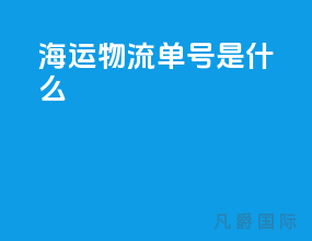海运物流单号是什么