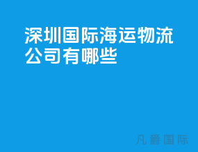 深圳国际海运物流公司有哪些