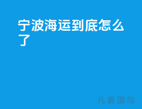 宁波海运到底怎么了