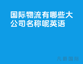 国际物流有哪些大公司名称呢英语