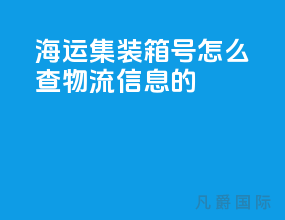 海运集装箱号怎么查物流信息的