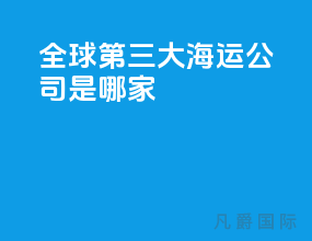 全球第三大海运公司是哪家