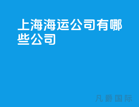 上海海运公司有哪些公司