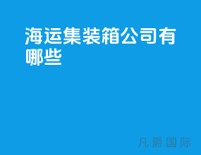 海运集装箱公司有哪些