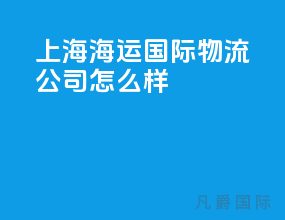 上海海运国际物流公司怎么样
