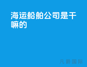 海运船舶公司是干嘛的
