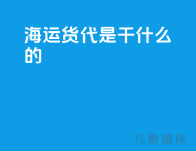 海运货代是干什么的