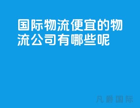 国际物流便宜的物流公司有哪些呢