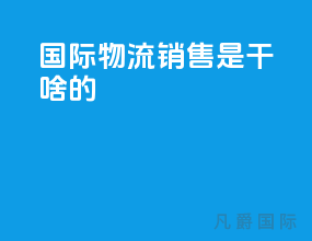 国际物流销售是干啥的