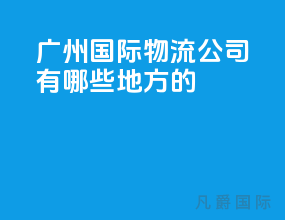 广州国际物流公司有哪些地方的
