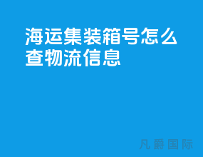 海运集装箱号怎么查物流信息