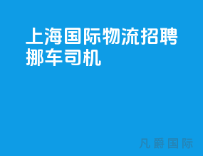 上海国际物流招聘挪车司机
