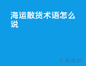 海运散货术语怎么说