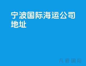 宁波国际海运公司地址