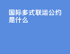 国际多式联运公约是什么