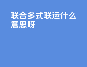 联合多式联运什么意思呀