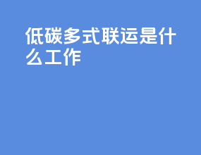 低碳多式联运是什么工作