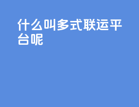 什么叫多式联运平台呢