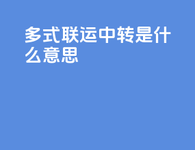多式联运组织是什么意思