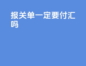 报关单一定要付汇吗
