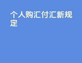 个人购汇付汇新规定