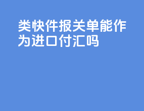 c类快件报关单能作为进口付汇吗