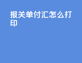 报关单付汇怎么打印