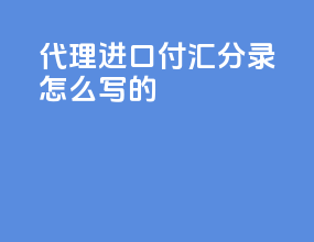 代理进口付汇分录怎么写的