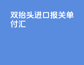 双抬头进口报关单付汇