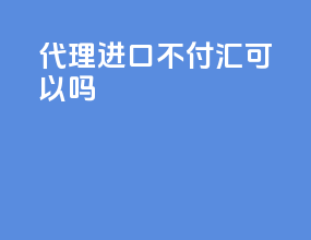 代理进口不付汇可以吗