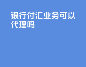 银行付汇业务可以代理吗