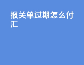 报关单过期怎么付汇