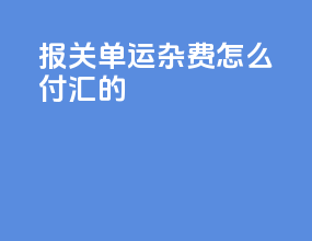 报关单运杂费怎么付汇的