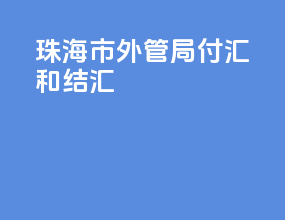 珠海市外管局付汇和结汇