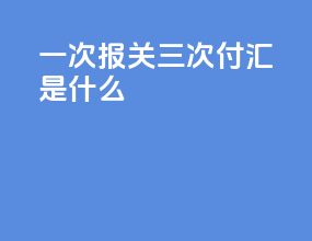 一次报关三次付汇是什么