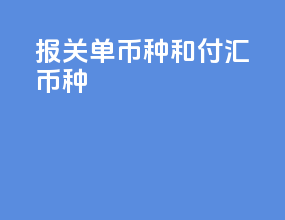 报关单币种和付汇币种