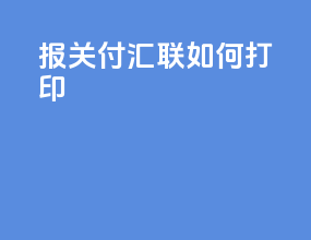 报关付汇联如何打印