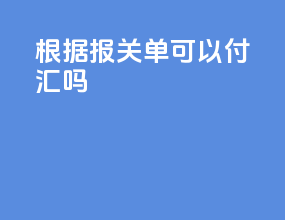 根据报关单可以付汇吗