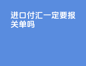 进口付汇一定要报关单吗