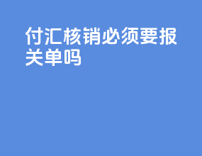 付汇核销必须要报关单吗