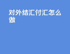 对外结汇付汇怎么做