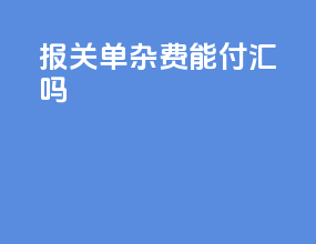 报关单杂费能付汇吗